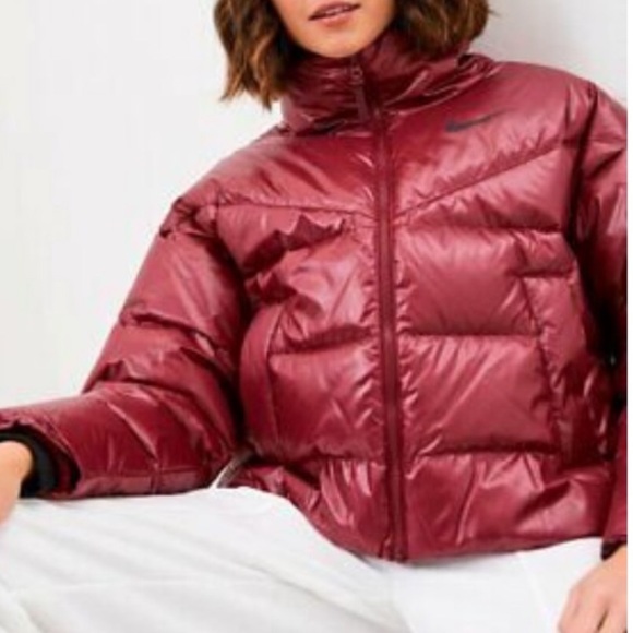 Nike Jackets \u0026 Coats | Nwt Nike Shiny Burgundy Down Puffer Jacket Size L | Color: Purple/Red | Size: L | _Always_Us_'s Closet